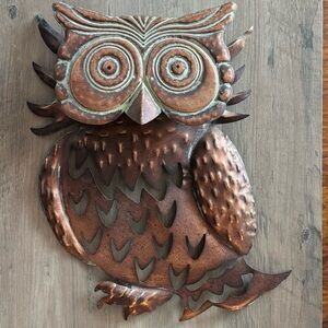 Vintage Copper Owl Indoor/Outdoor Wall Plaque. Very Rare Design.